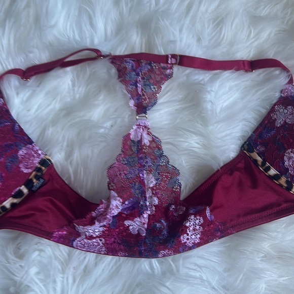 PINK BY VICTORIA SECRET Date push Up Racerback front clasp floral lace 32DD - Picture 6 of 11